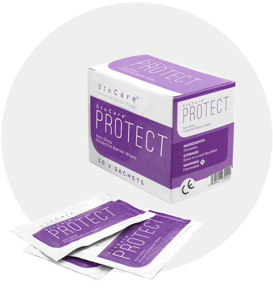 StoCare Protect stoma barrier wipes.