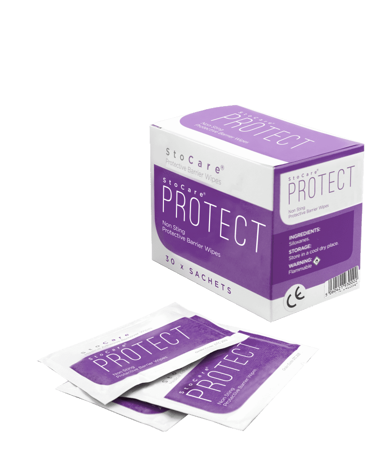 StoCare Protect stoma barrier wipes.