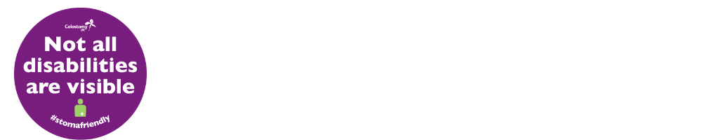 A purple sticker reads 'Not all disabilities are visible #stomafriendly'